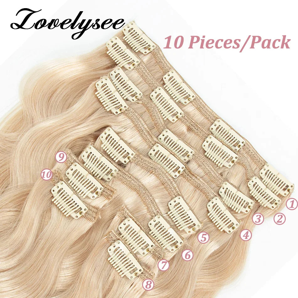 Body Wave Clip In Human Hair Extensions Brazilian 100% Remy Human Hair 10Pcs Clip In Hair Extensions For Women Full Head Clips