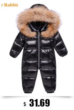 -30 degree Winter Ski Suit Plus Velvet Baby Jumpsuit Boy Overalls Warm Kids toddler girl Clothes Children Clothing coat overcoat