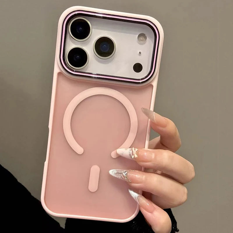 Luxury Matte Magnetic for Magsafe Phone Case for iPhone 17 Pro Max 17 Air Metal Lens Frame Cover for iPhone 16 13 14 15 Pro Max