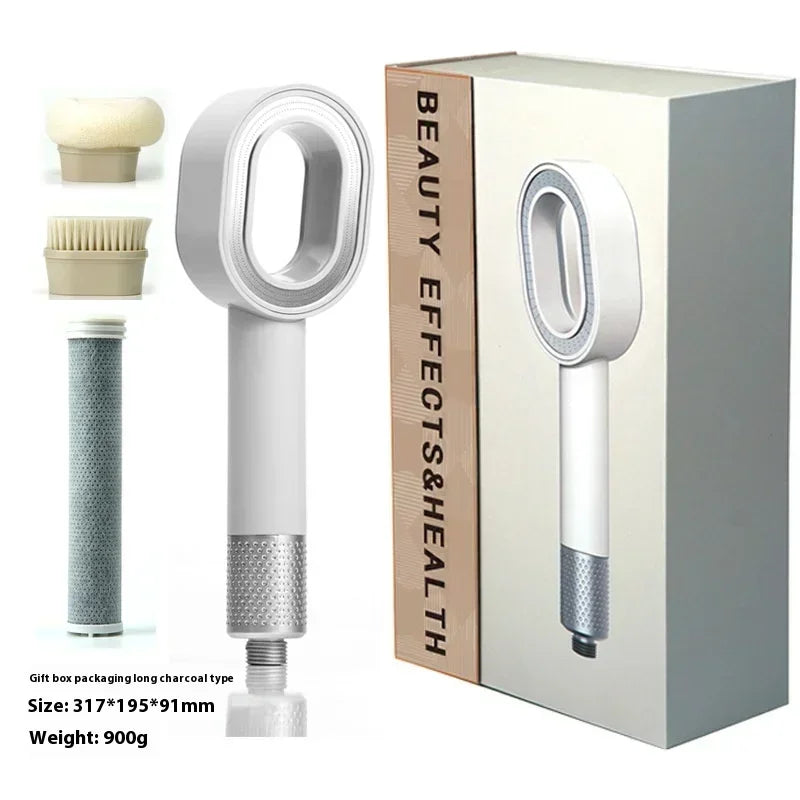 High end fragrance shower showerhead with carbon fiber filter element for filtering fragrance and skin care showerhead