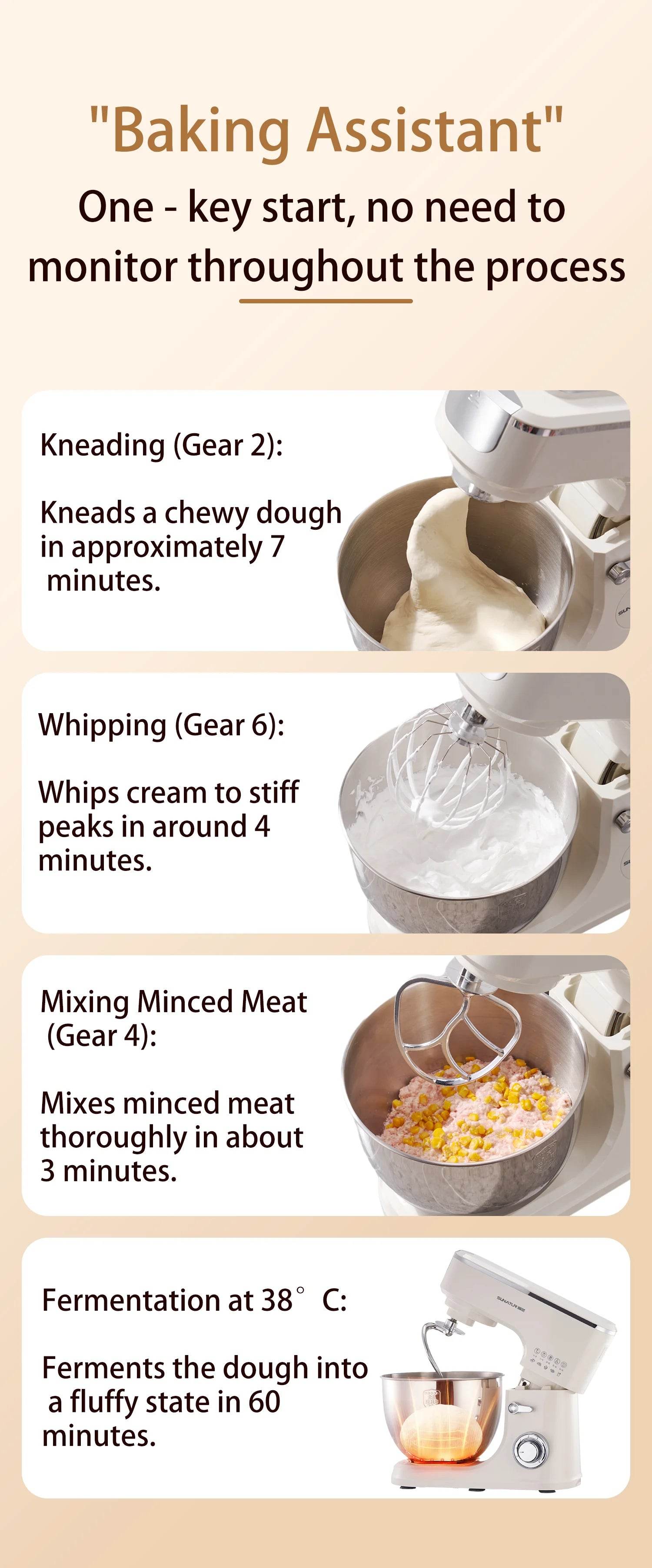 SUNATUR 2000W electric kitchen blender 8L stand mixer machine Egg Beating cream All-in-One Mixer Household Auto Dough Kneading - AIAZ