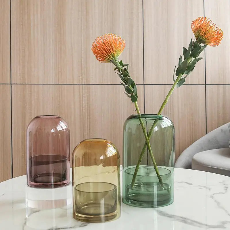 Nordic Sle Simple Design Glass Candlesti Transparent Glass Vase Artistic Flower Arrangement Home Decorations Center Piece
