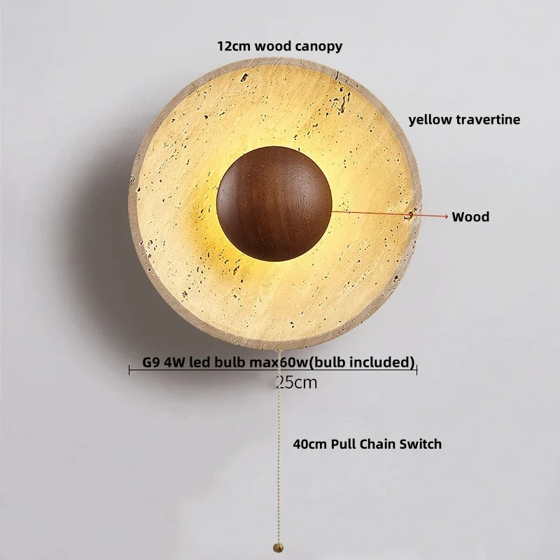 IWHD Yellow Cave Stone LED Wall Lamp Sconce Pull Chain Dining Room Coffee Nordic Modern Simple White Glass Stair Light Fixtures