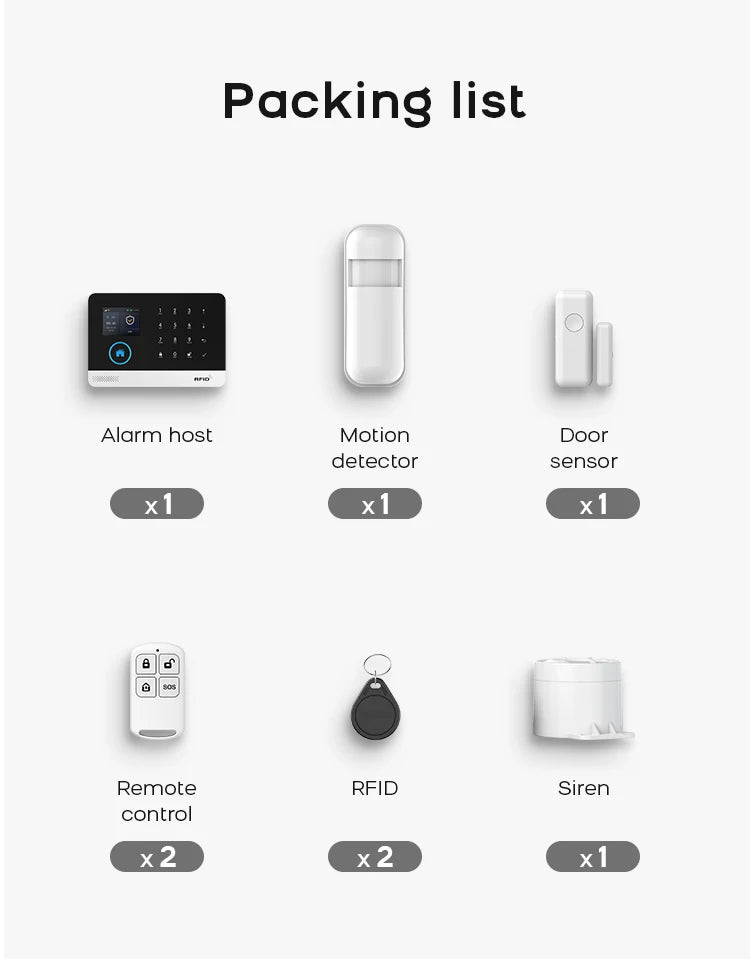 PGST WiFi GSM 2G Tuya Smart Life Home Alarm Security System Kit Alexa Automation Alarm Security Protection Door Motion Detector