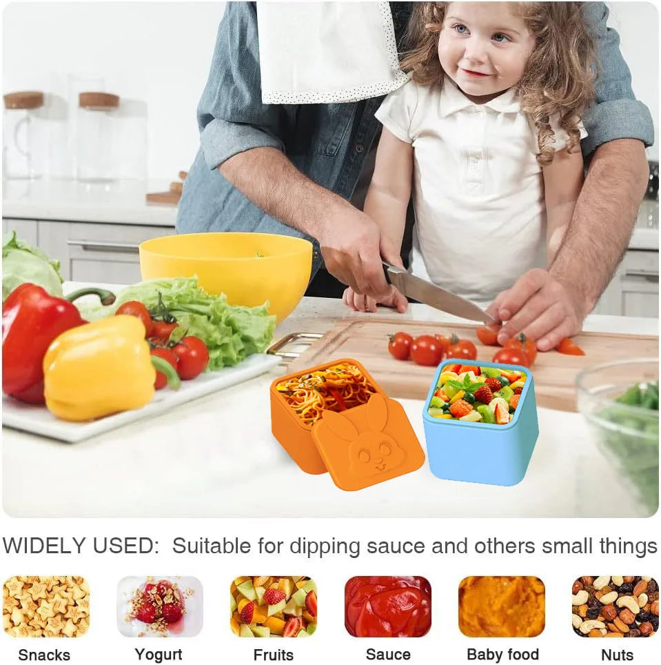 Non-stick Silicone Lunch Box For Kids Sauce container With Lid Small Lunch Box Accessories Dip Container Food storage container