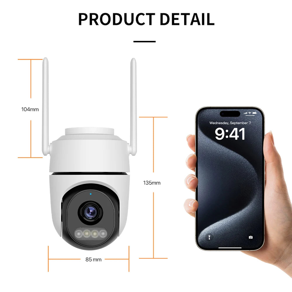 2pcs Quantity 4MP HD IP Camera PTZ WiFi Camera Video Surveillance Home Security Protection Alarm Motion Type-C Detection iCsee