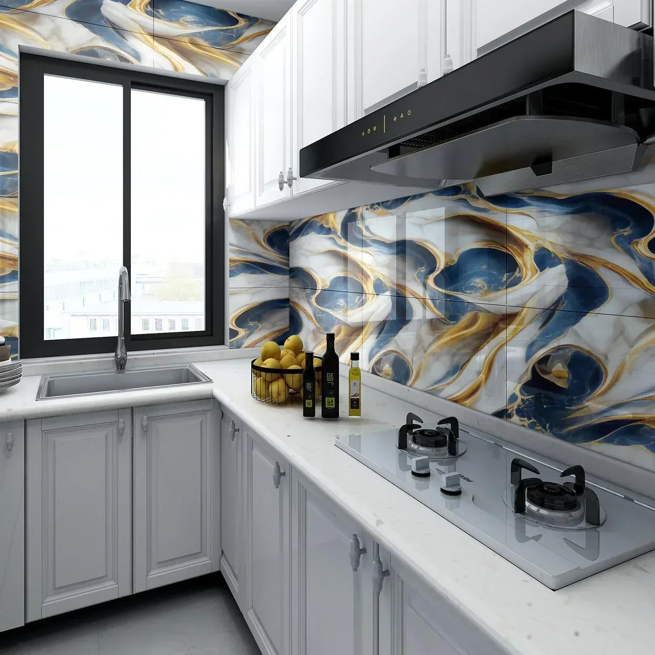 10-50PCS Imitation Marble 3D Ceramic Tile Wall Renovation Decoration Sticker Waterproof Self-adhesive Homeelf-adhesive Wallpaper