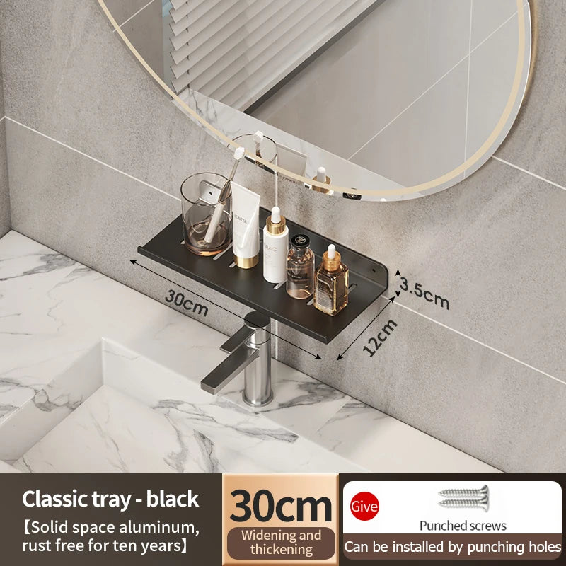 Faucet storage tray, bathroom storage rack, mirror front toilet, washbasin, washbasin, non perforated bathroom rack