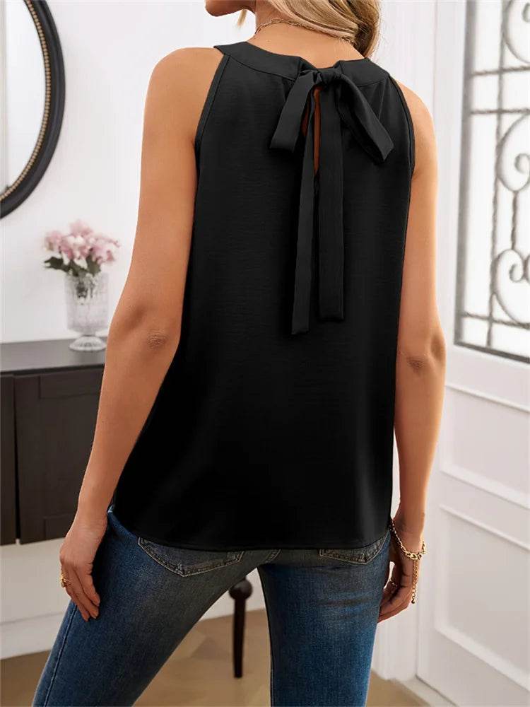 Going Out Summer Tank Tops Women 2024 Elegant Women Thin Tops Basic Casual Tank Top O-neck Tees Sleeveless Black Tops For Women - AIAZ