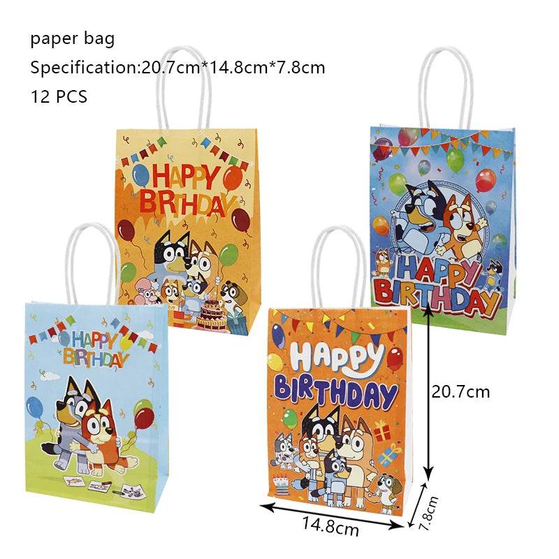 New Bluey Birthday Party Decoration Latex Balloons Bingo Aluminum Film Balloon Disposable Tableware Kids Event Supplies Backdrop - AIAZ