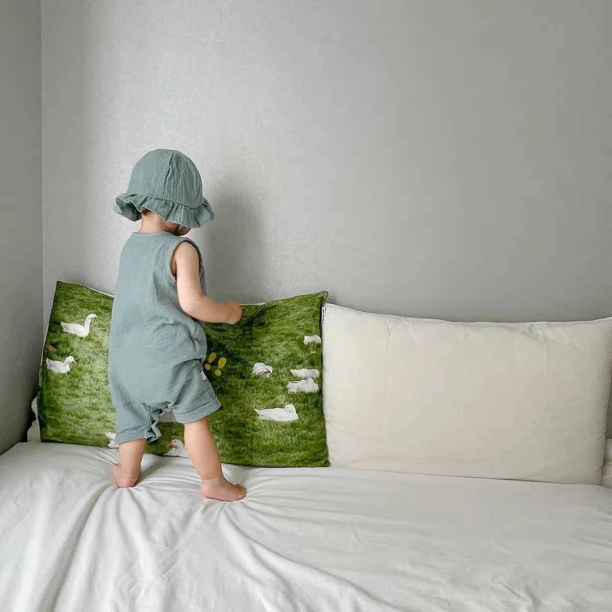 2Pcs/Set Baby Summer Clothing Solid Newborn Infant Romper With Hat Muslin Cotton Sleeveless Baby Boys Girls Jumpsuit Outfits