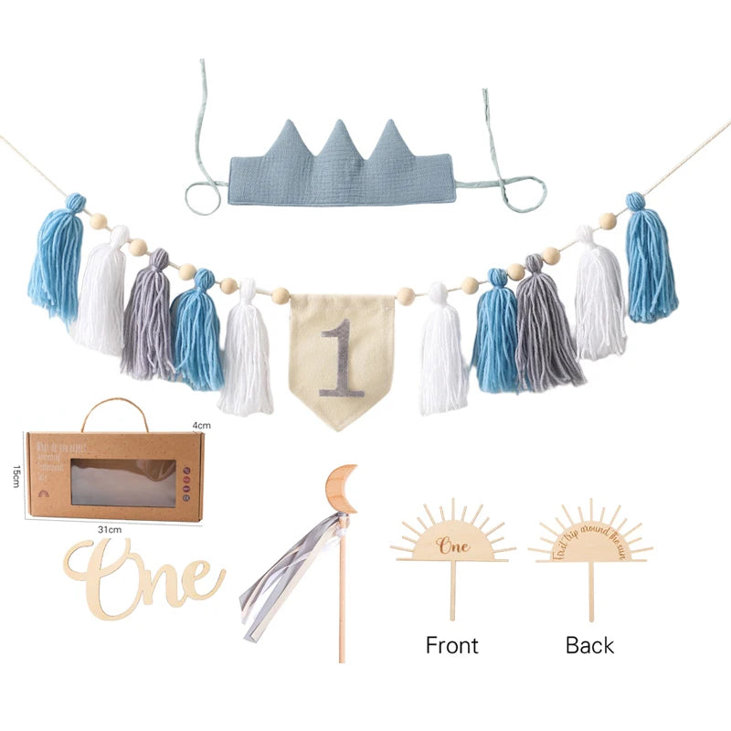 Let's Make Happy Birthday Banner Handmade Tassel Pendant First Boys Girl Baby Shower Birthday Party Balloon Decoration Supplies