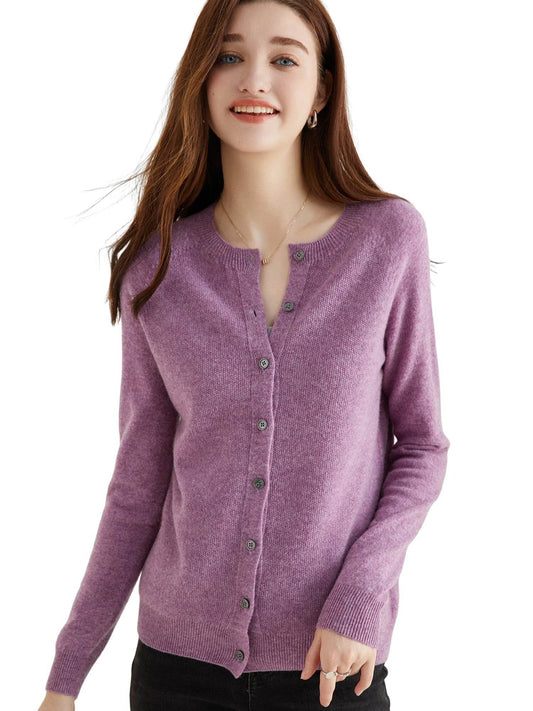 Knit Cardigan for Women Sweater Woman Long Sleeve Top 100% Wool Cardigans Sweaters Vintage Coat Knitwears Jacket Female Clothing - AIAZ