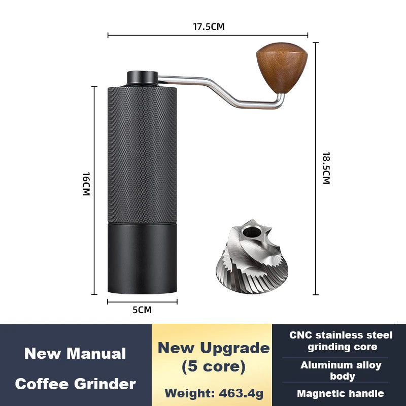 Manual Coffee Grinder Stainless Steel Conical Burr Adjustable Setting High Quality Portable Hand Grinder