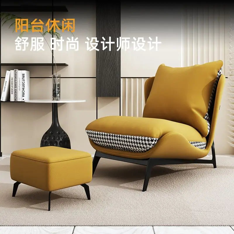 Italian Luxury Light Sofa Chair: Trendy Lazy Lounger, Ideal for Small Living Rooms & Balconies