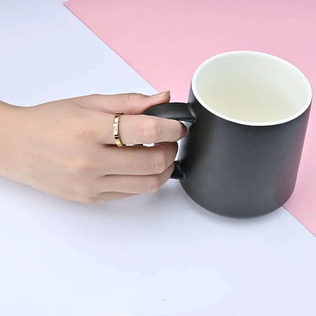 VQYSKO INS Small Square Zircon Set Women's Ring Fashion Temperament Wear Simple Single Tail Jewelry