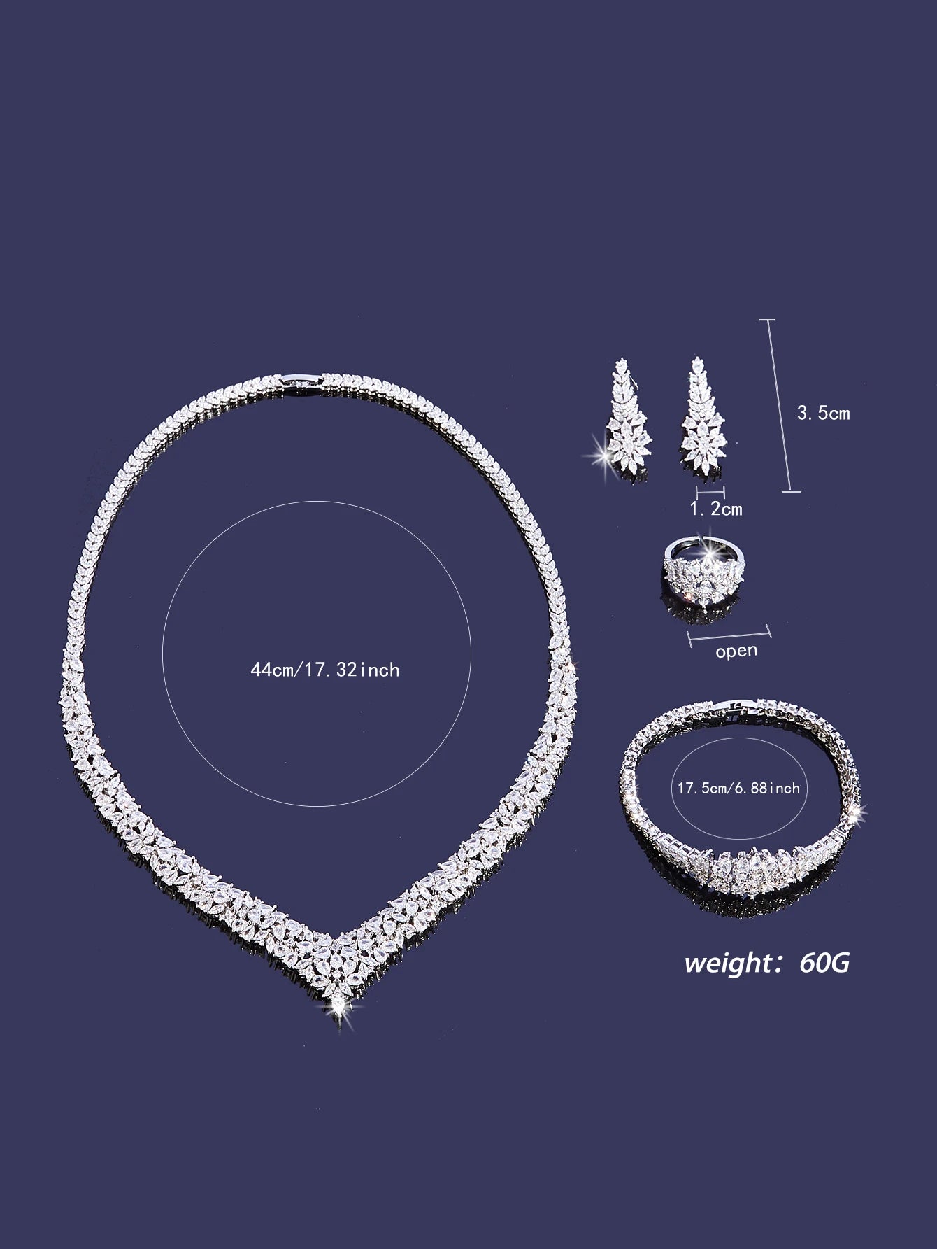 4pcs Bridal Cubic Zirconia Jewelry Sets For Women Party Luxury Dubai Nigeria CZ Crystal Wedding Jewelry Sets