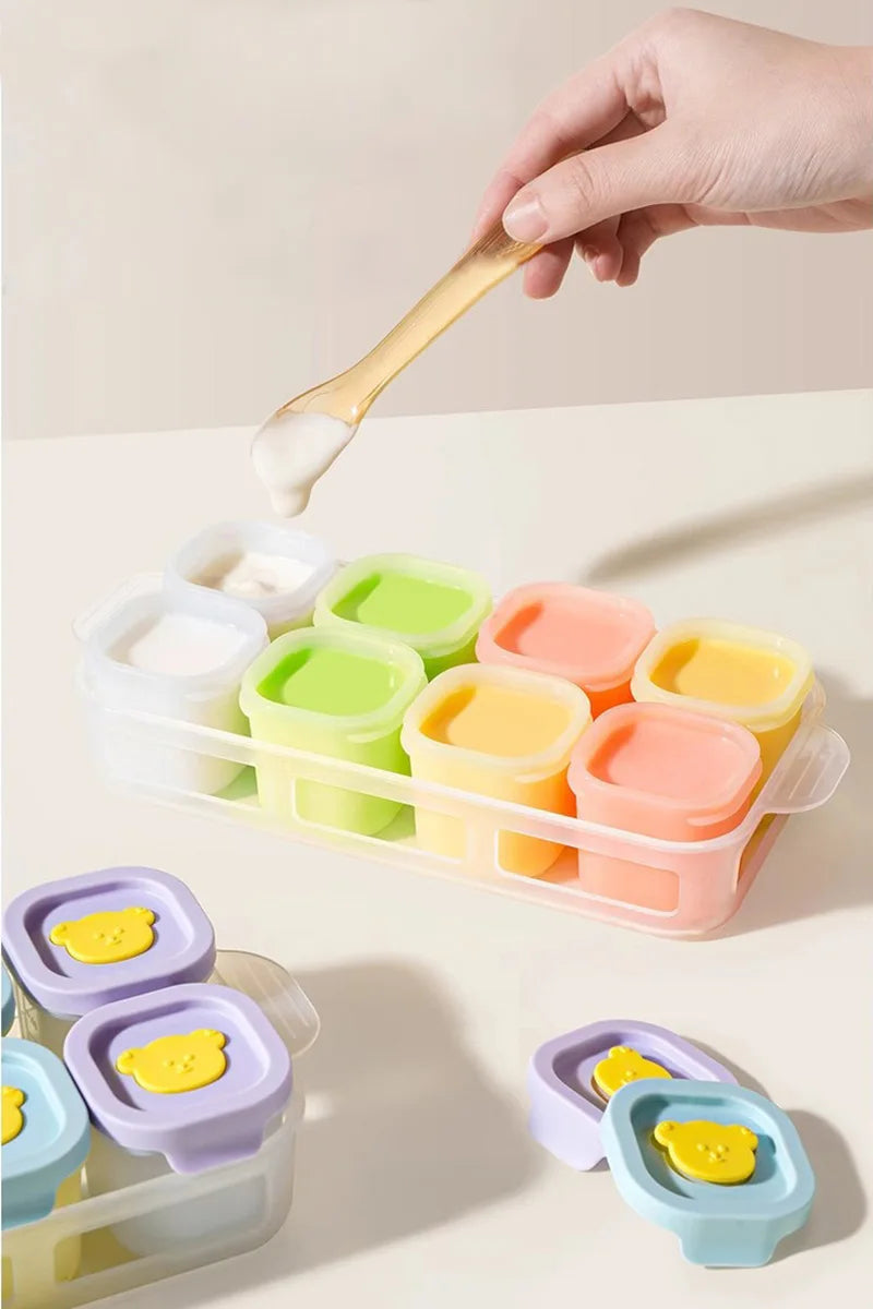 Baby complementary food box storage frozen compartment baby bear silicone mold complementary food packaging box