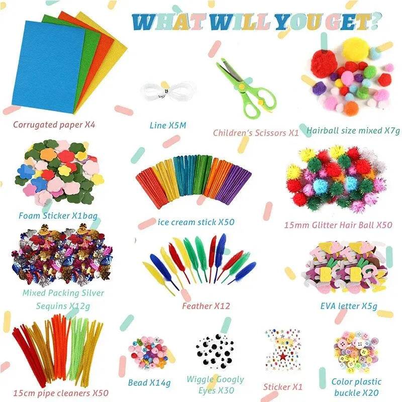 Arts and Crafts Supplies for Kids DIY Crafting School Kindergarten Homeschool Supplies Arts Set Toys for Children - AIAZ