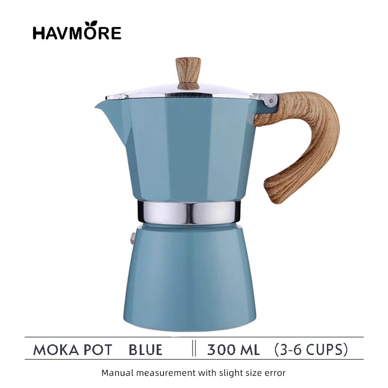 150ml/300ml Vintage Wooden Handle Espresso Maker Moka Pot Classic Italian KitchenTools Cafe Accessories