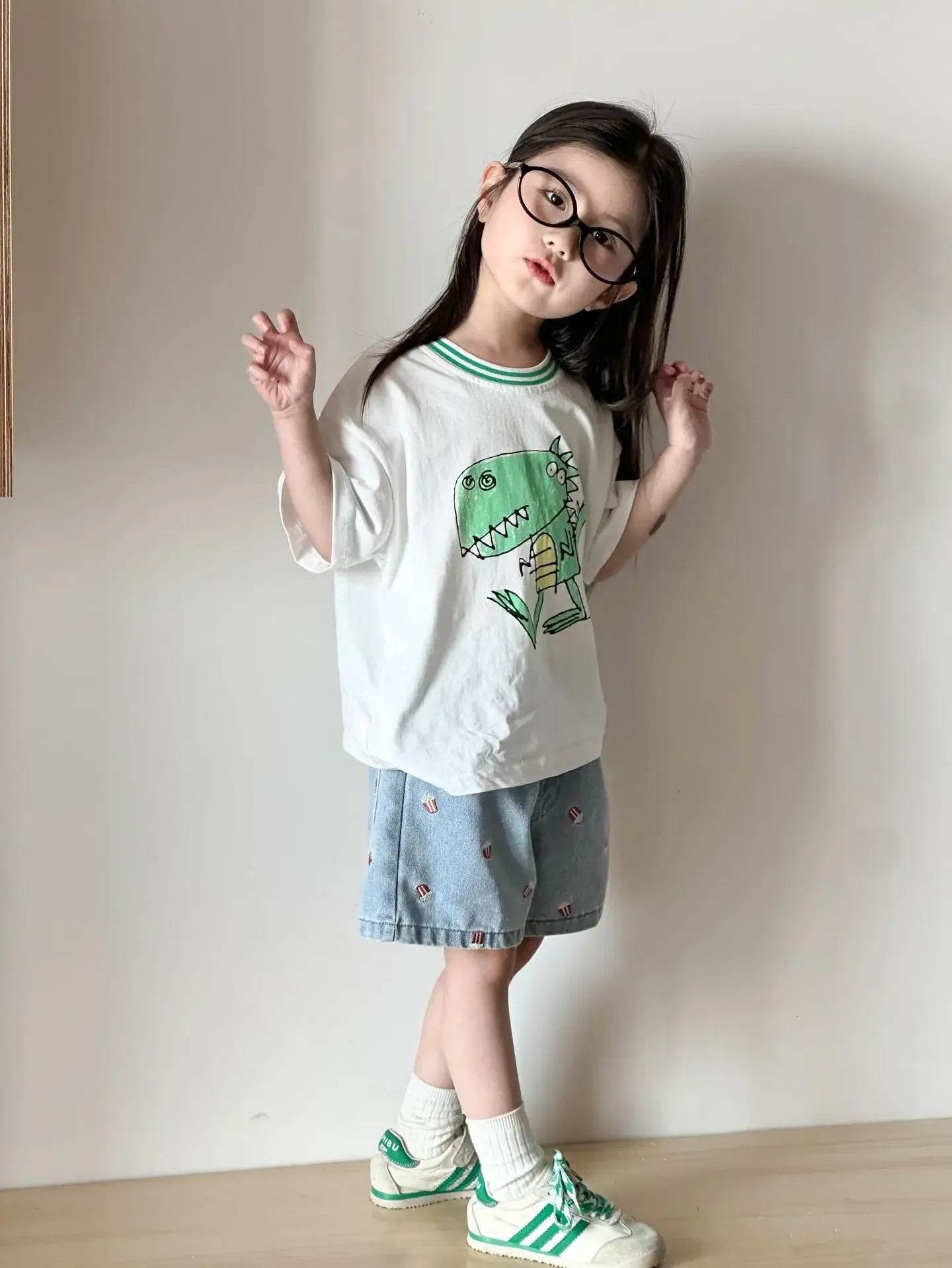 Fashion Cartoob Print Denim Kids Shorts Girls Pants Summer 2025 New Boys Summer Clothes Baby Loose Casual Pants - AIAZ