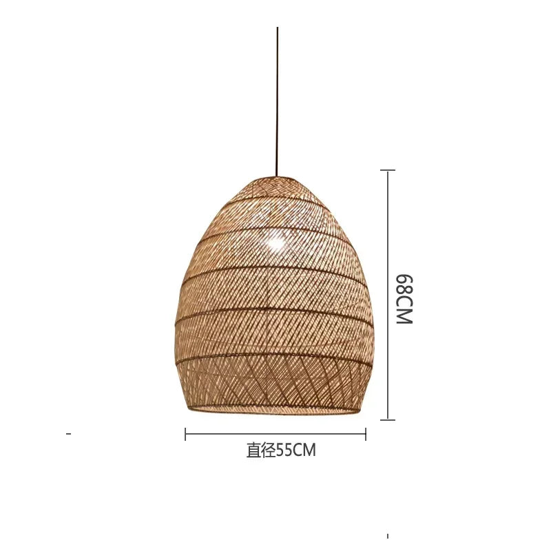 Japanese Style Wooden Woven Handmade Pendant Lights Restaurant Bedroom Study Room Chandelier Pastoral Rattan Tatami Chandeliers