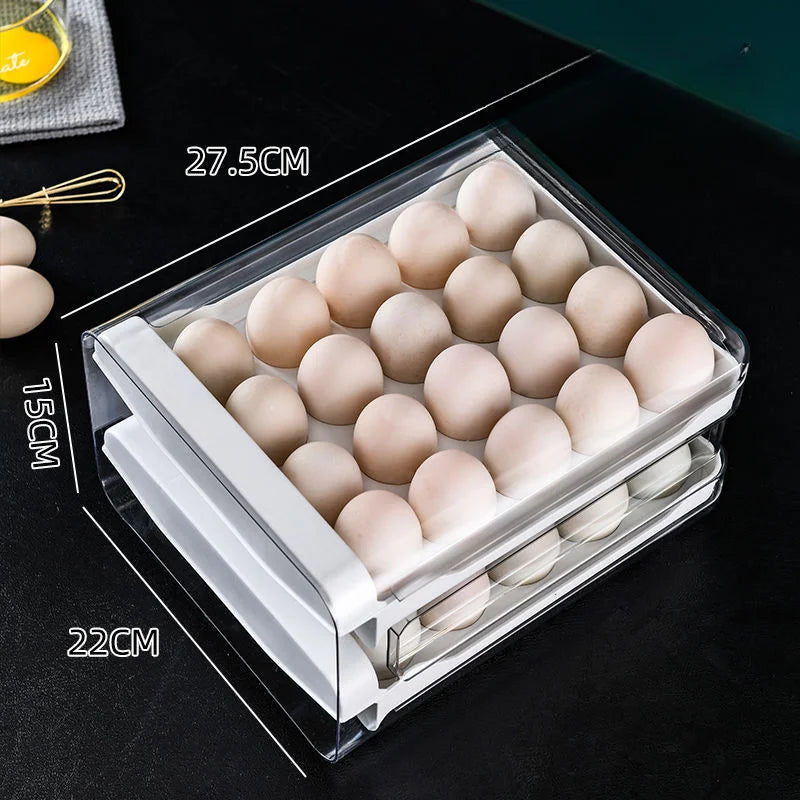 Refrigerator Egg Storage Crisper Drawer-type 40-grid Household Double-layer Egg Tray Kitchen Stackable Egg Rack