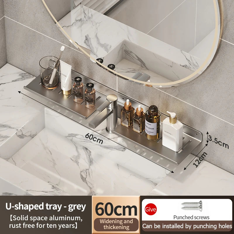 Faucet storage tray, bathroom storage rack, mirror front toilet, washbasin, washbasin, non perforated bathroom rack