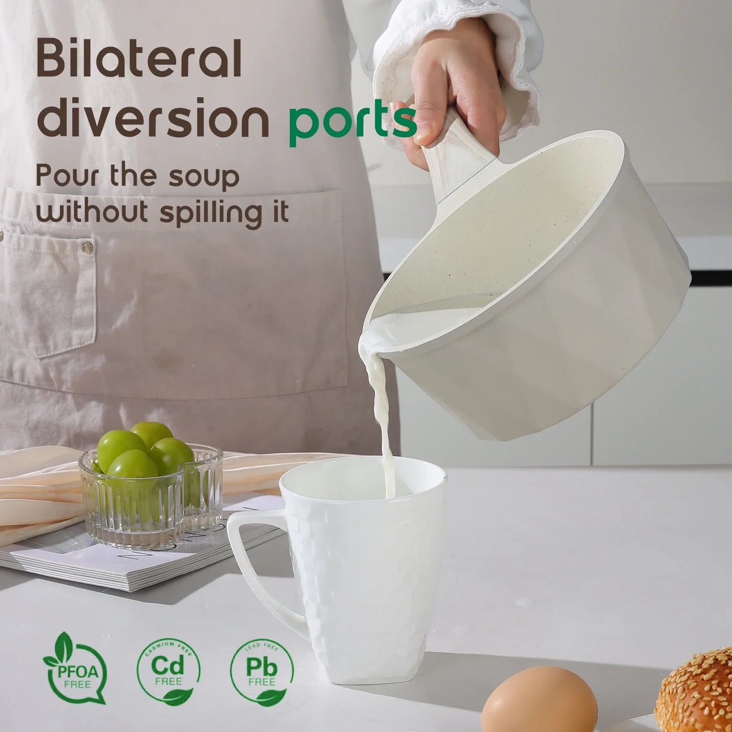 DONNOR Non Stick Uncoated Deep Frying Pan Fish Pot Milk Pot Cookware Sets Stove Universal Soup Pot Removable Kitchen Cookware