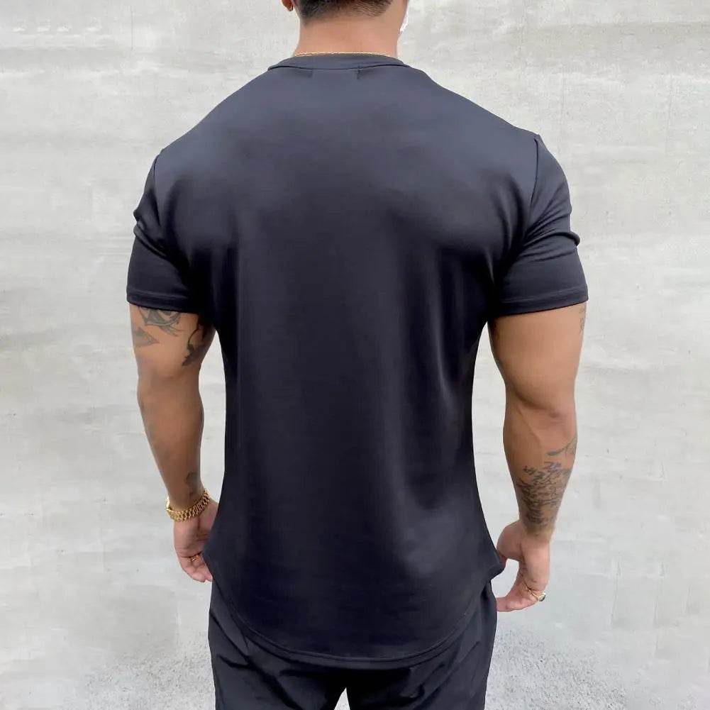 2025 Men T-shirt Male Sports Gym Muscle Fitness T Shirt Blouses Loose Half Sleeve Summer Bodybuilding Tee Tops Men's Clothing - AIAZ