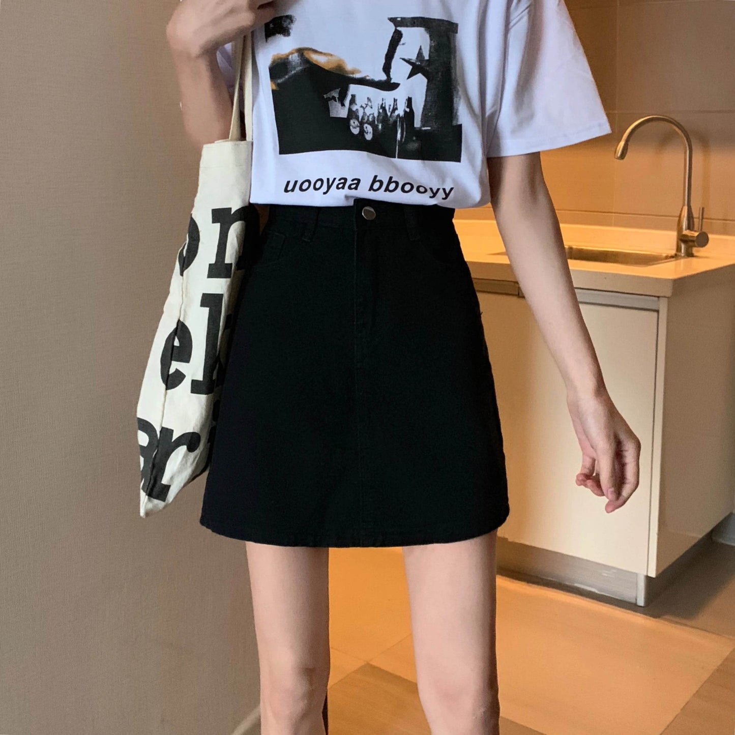 High Waist Denim Skirt Versatile Skirt Women's Clothing A-Line ort Skirt Slimming Wraparound Summer 202 plus Size - AIAZ