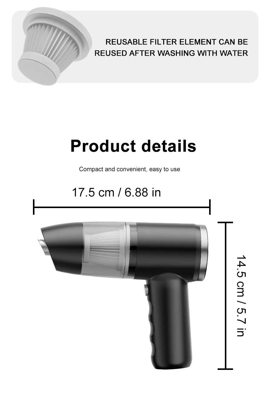 Handheld Portable Dualuse Wireless Vacuum Cleaner Household Car Mounted High-power 3500pa Suction Multifunctional Vacuum Cleaner