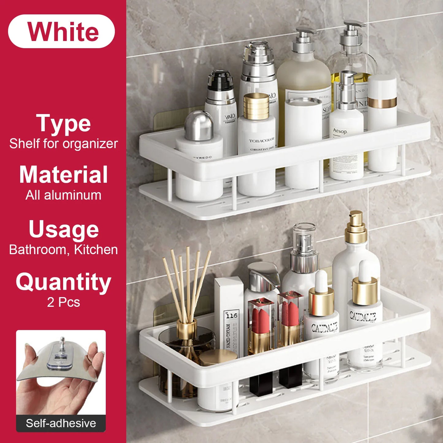 Bathroom Shelf No Drill Wall Mounted Shampoo Bottle Shower Corner Rack Toilet Storage Rack Aluminum Bathroom Kitchen Accessories
