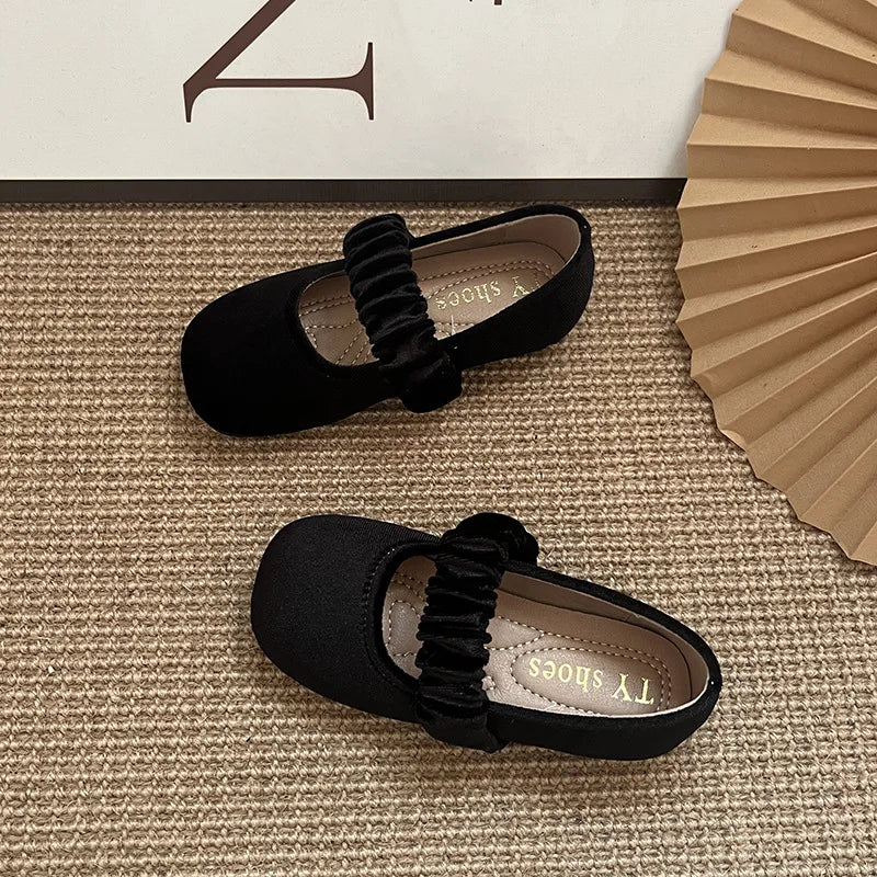 New 2025 Fashion Baby Girls Princess Band Shoes Shallow Velvet Infant Toddler Children Slip on Dance Shoes Soft Sole Flat Shoes