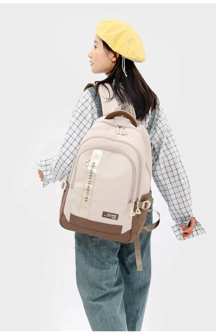 BAIJIAWEI brand college and high school student school backpacks Nylon orthopedic school bags reduces the burden girls schoolbag - AIAZ