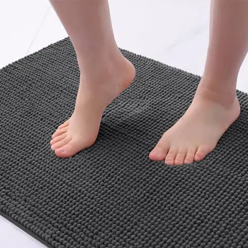 Kitinjoy Luxury Chenille Bath Mat Soft Non-slip Bathroom Shower Rug Extra Absorbent Mat Washable Quick Drying Foot Floor Carpets