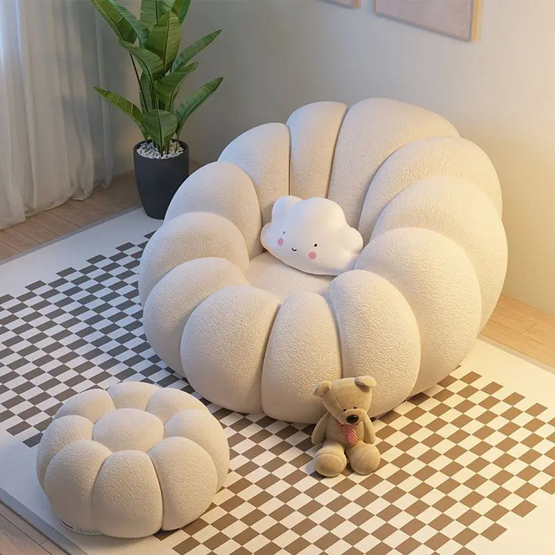 Nordic Lazy People Sofa Cute Pumpkin Cloud Shaped Sofa Chair Balcony Leisure Chair Living Room Single Relaxation Sofa Furniture