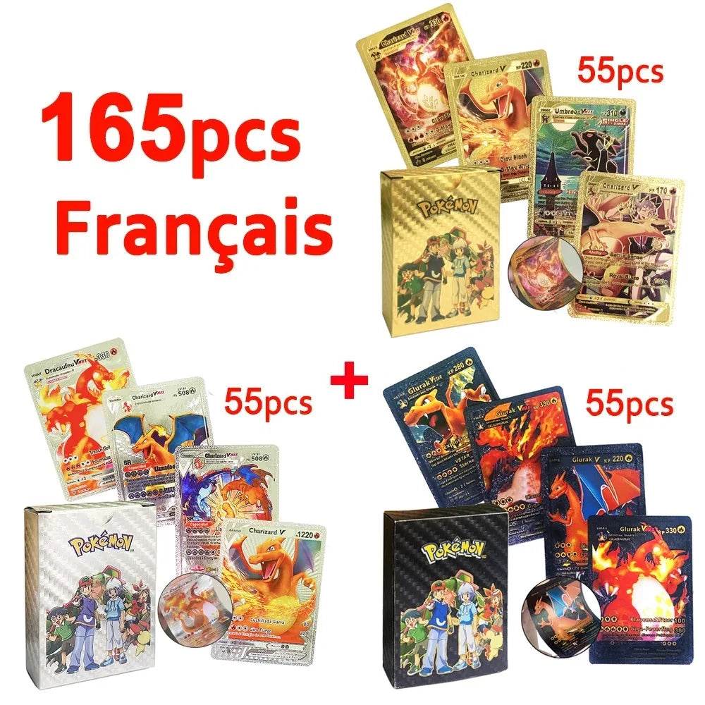 Pokemon Cards Vmax GX Gold Foil Flash Card English Spanish Colorful Pikachu Charizard French German Game Battle Collection Cards - AIAZ