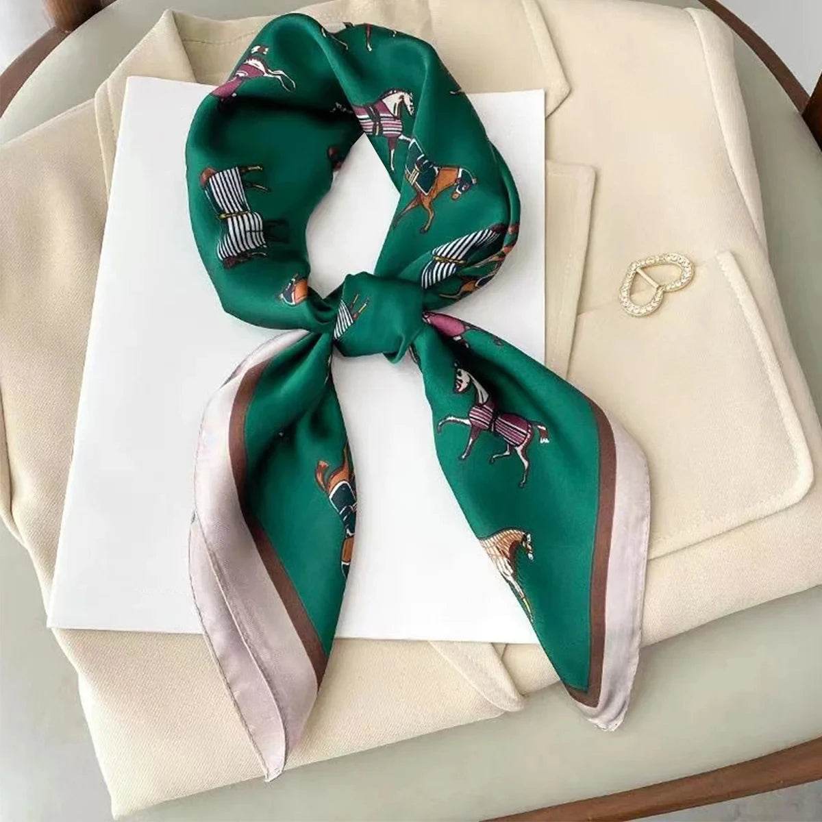 Fashion Luxury Brand 70cm Silk Square Scarf Women Satin Neck Tie Female Hair Bandana Headkerchief Shawl Wrap Hijab Echarpe - AIAZ