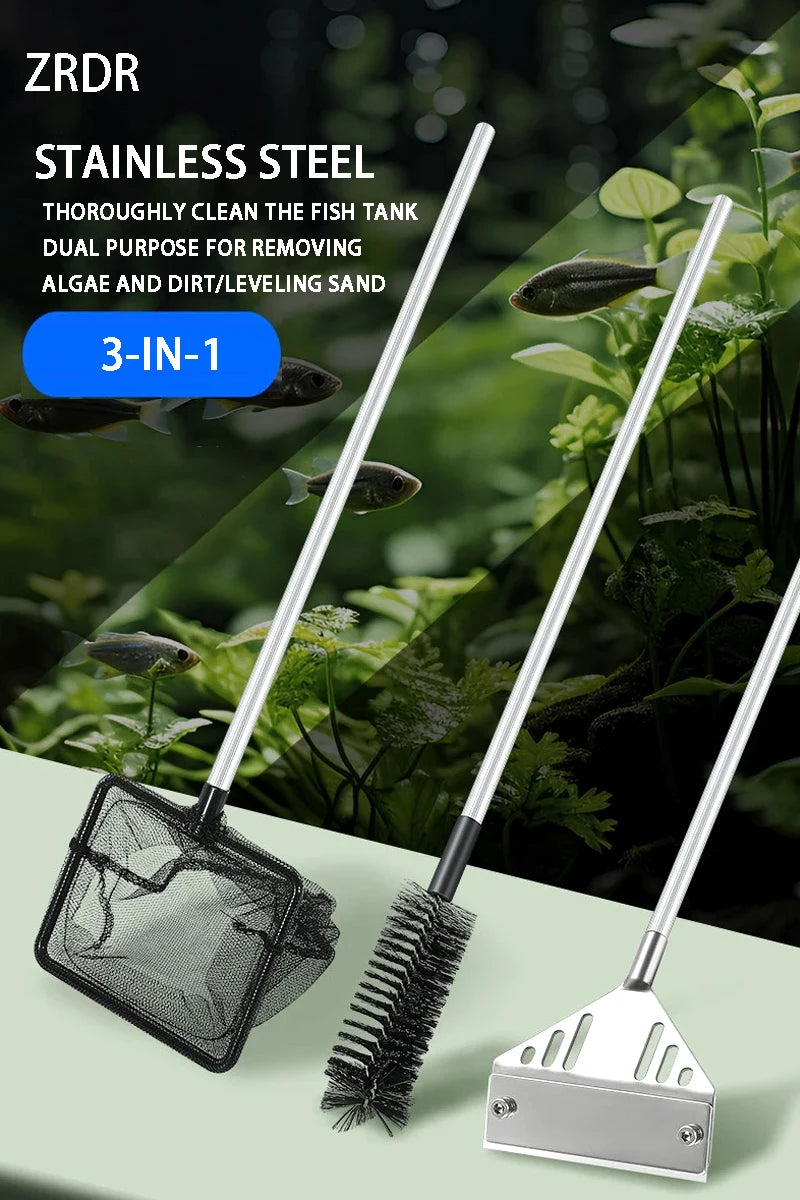 Aquarium flat sand algae removal dual-use glass Algae scraper stainless steel household cleaning to tools Fish tank accessories