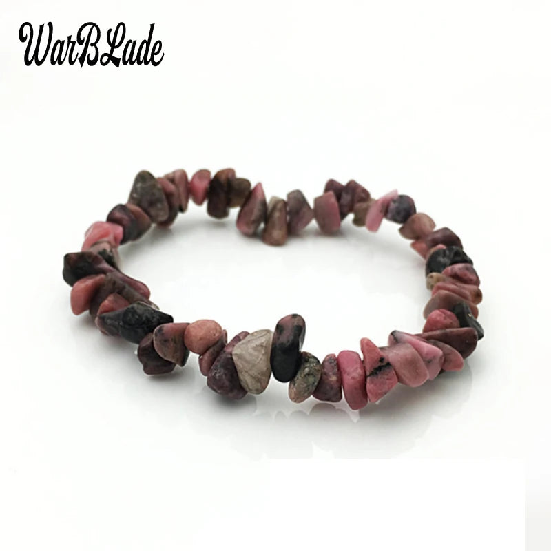 New Women Bracelets Bangles Natural Gem Stone Bracelet Irregular Stretch Chip Beads Nuggets Bracelets Bangles Crystal Wristband