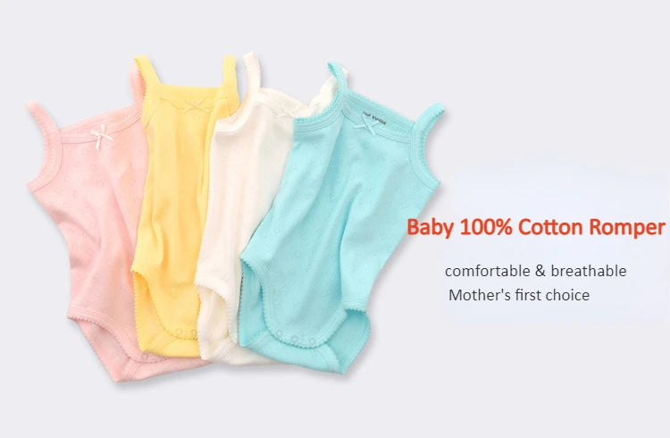 Baby One-Pieces Bodysuits for Newborn Girls Kids Cotton Sleeveless Rompers Toddlers Summer Playsuits White Clothes Outfit 2023