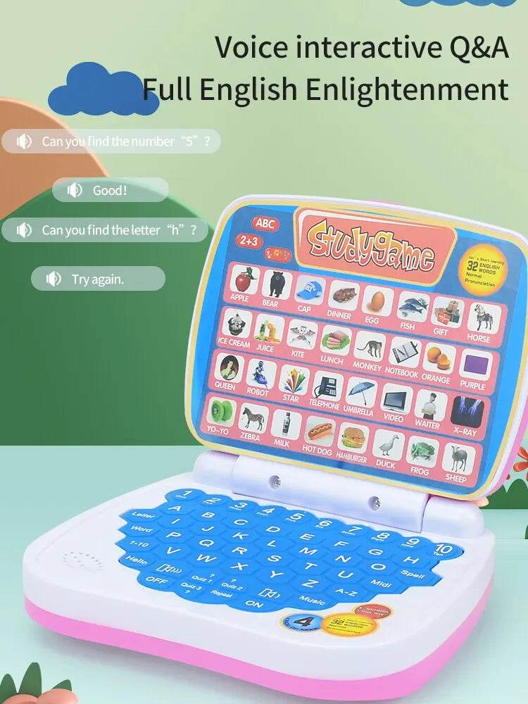 English Learning Small Laptop Toy for Kids 2-3 Years. Boys and Girls Computer for Aphabet ABC.Numbers.Words.Spelling.Maths.Music - AIAZ