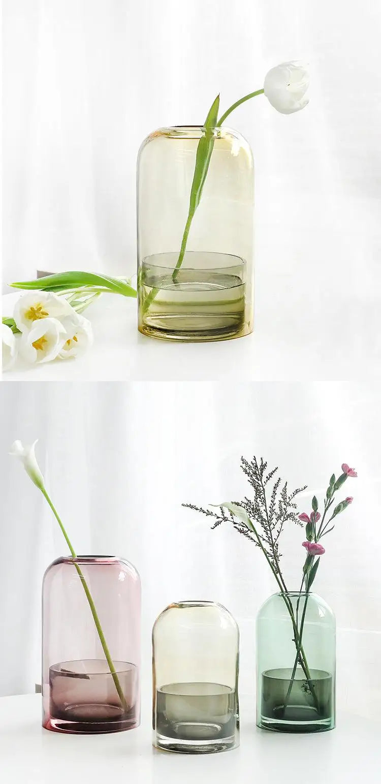 Nordic Sle Simple Design Glass Candlesti Transparent Glass Vase Artistic Flower Arrangement Home Decorations Center Piece