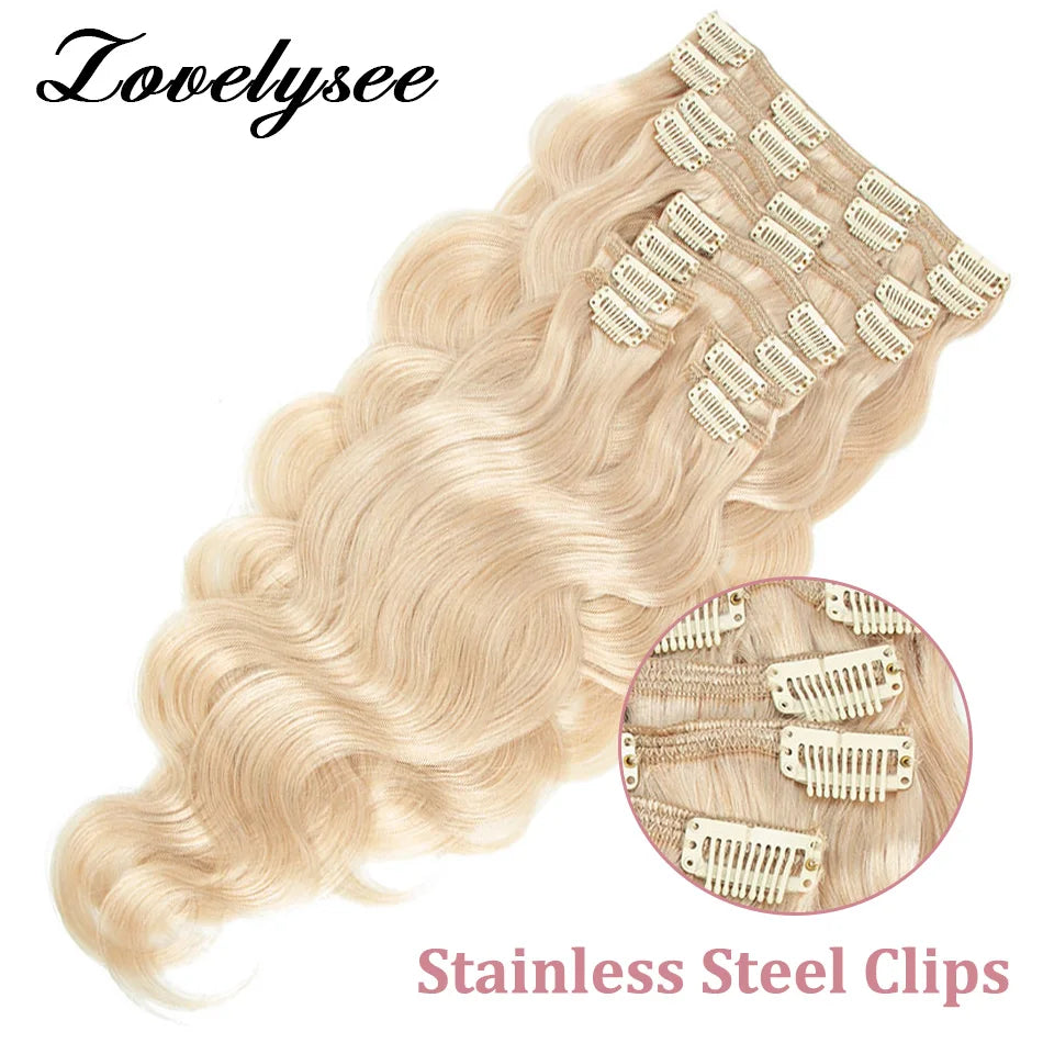 Body Wave Clip In Human Hair Extensions Brazilian 100% Remy Human Hair 10Pcs Clip In Hair Extensions For Women Full Head Clips