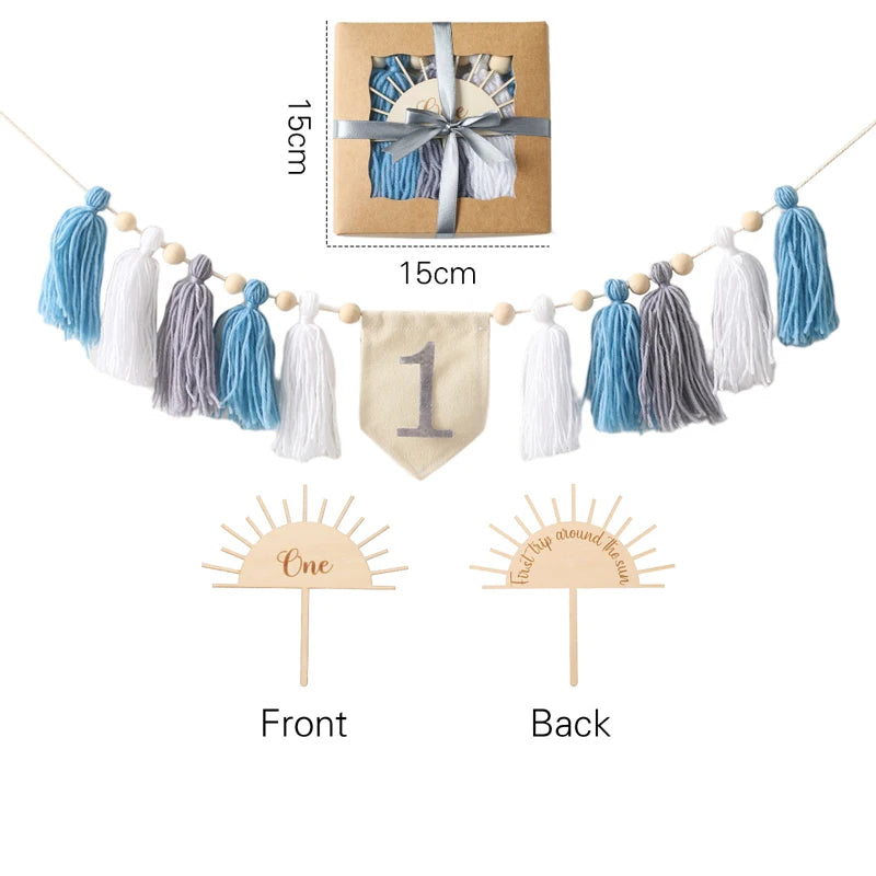 Let's Make Happy Birthday Banner Handmade Tassel Pendant First Boys Girl Baby Shower Birthday Party Balloon Decoration Supplies