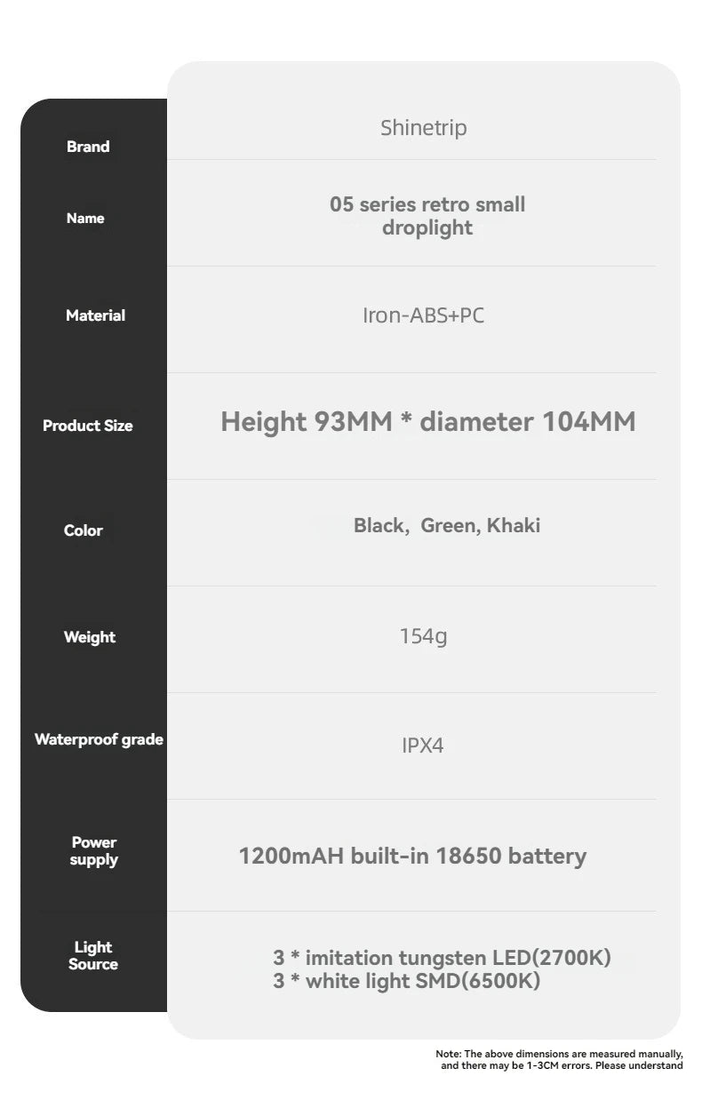 Shine Trip Outdoor Retro Smalldroplight, Campsite Lamp, Atmosphere Lamp, USB Charging Tent Light, LED Camping Hangling Lamp