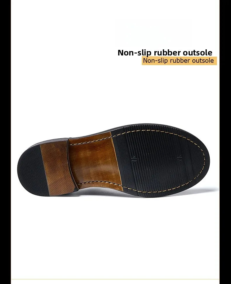 Bambi Deloren Handmade Leather  oes Men's Casual Briti Retro Busin oes Wear-Resistant Lace-Up round Toe Rubber ...