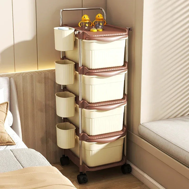 Small Cart Storage Rack, Snack Storage Rack, Multi-layer Storage Cabinet, Drawer Style Movable Baby Product Storages Rack