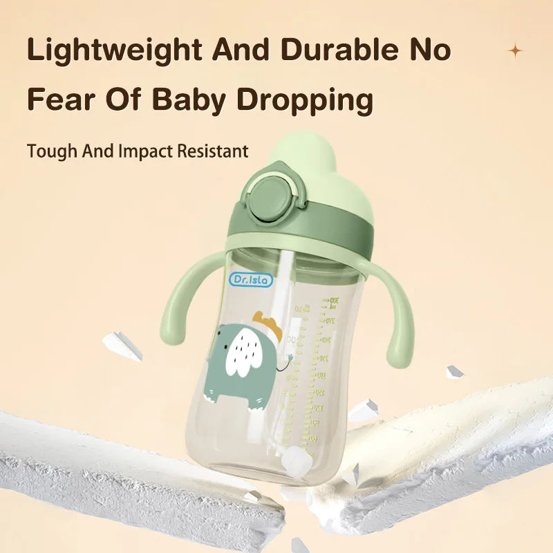MAMIJOY Baby Bottle 300ML Baby Feeding Cup With Straw Children Learn Feeding Drinking Bottle Kids Training Cups BPA Free